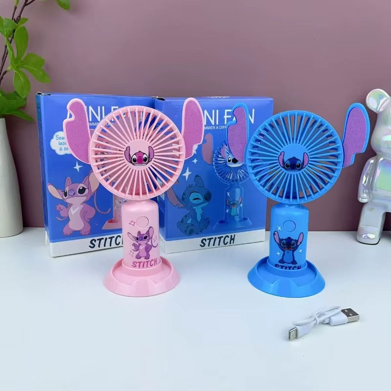❤️✅ مروحة محمولة ذكية "Stitch" – ثلاث سرعات + شحن USB – تصميم كيوت وأنيق