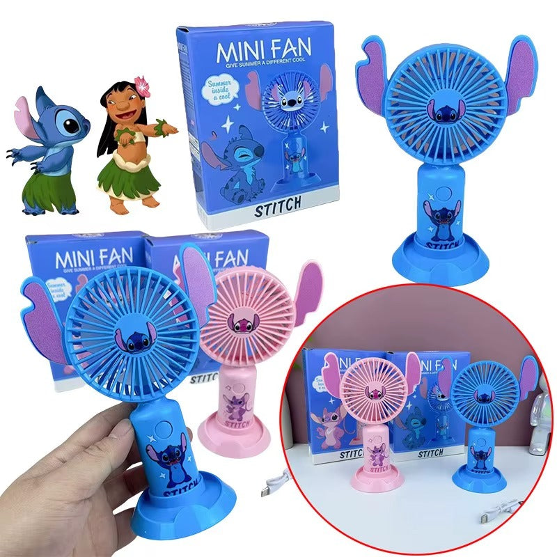 ❤️✅ مروحة محمولة ذكية "Stitch" – ثلاث سرعات + شحن USB – تصميم كيوت وأنيق