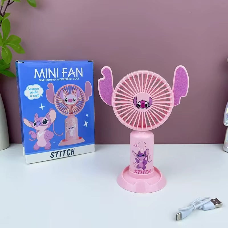 ❤️✅ مروحة محمولة ذكية "Stitch" – ثلاث سرعات + شحن USB – تصميم كيوت وأنيق
