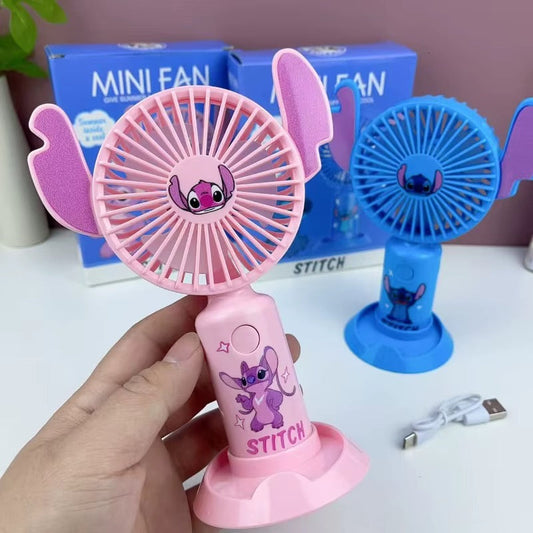 ❤️✅ مروحة محمولة ذكية "Stitch" – ثلاث سرعات + شحن USB – تصميم كيوت وأنيق